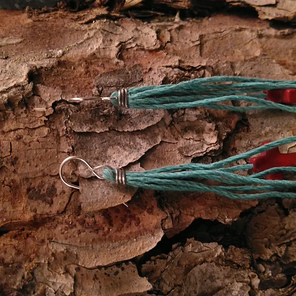 Handmade Cross & Bone Dangle Earrings - Picture 3 of 5